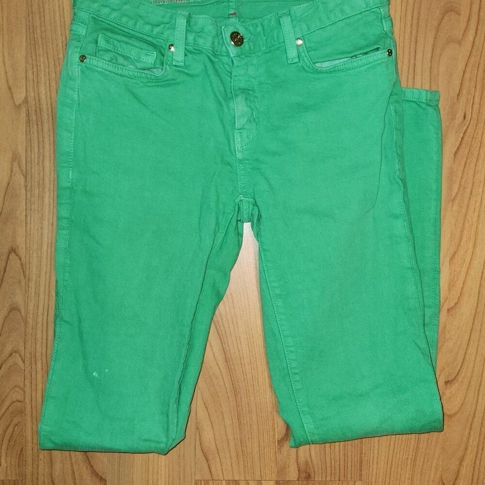 Kate Spade Bright Green Play Hooky Perry Street Denim Capris || Sz 27 GUC - Picture 6 of 15